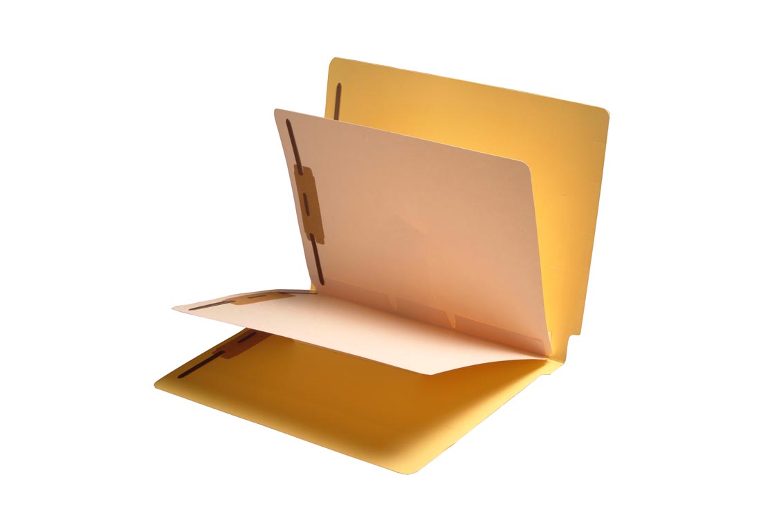 14 Pt. Yellow Folders, Full Cut End Tab, Letter Size, 2 Dividers ...