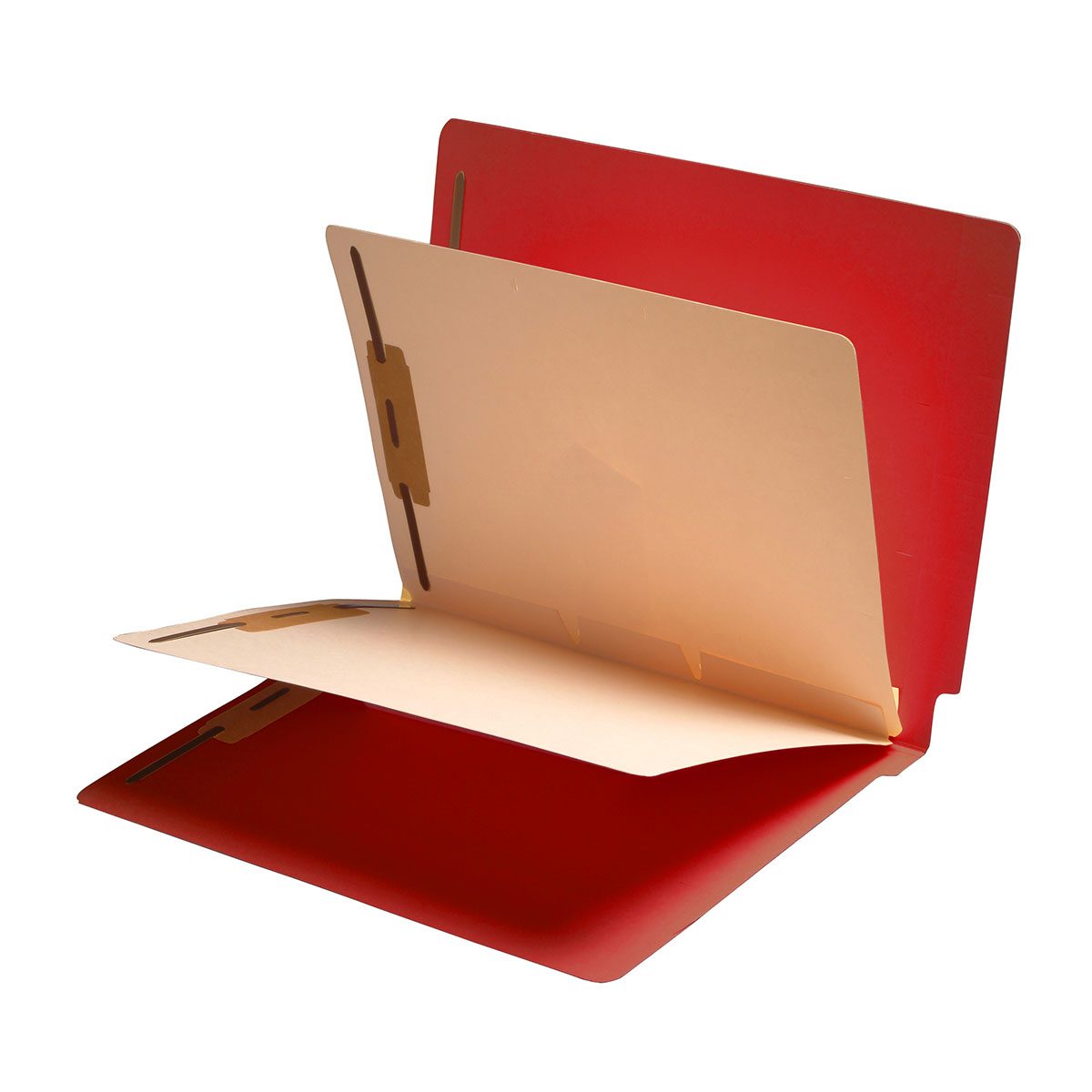 11 Pt. Red Folders, Full Cut End Tab, Letter Size, 2 Dividers Installed