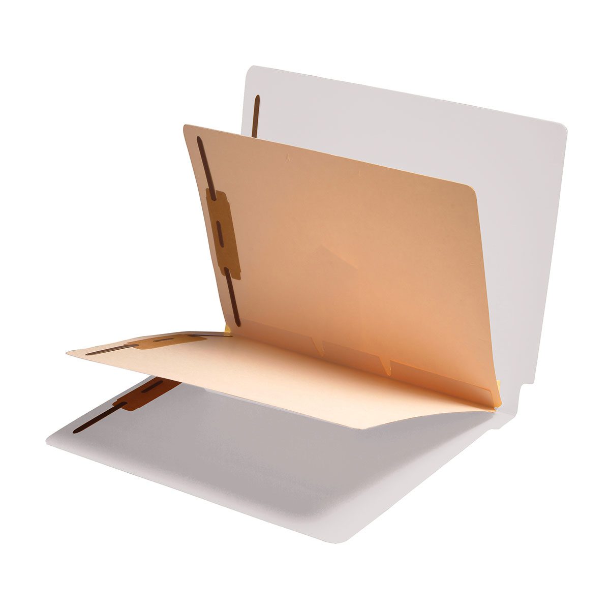 11 Pt. White Folders, Full Cut End Tab, Letter Size, 2 Dividers