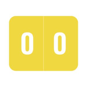 Smead DCCRN Compatible Numeric Labels, Number "0", Yellow Laminated Stock, 1-1/4" x 1" Individual Numbers - Roll of 500
