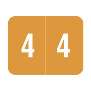 Smead DCCRN Compatible Numeric Labels, Number "4", Orange, Laminated Stock, 1-1/4" x 1" Individual Numbers - Roll of 500