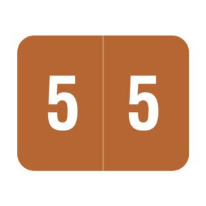 Smead DCCRN Compatible Numeric Labels, Number "5", Brown, Laminated Stock, 1-1/4" x 1" Individual Numbers - Roll of 500
