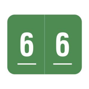 Smead DCCRN Compatible Numeric Labels, Number "6", Green, Laminated Stock, 1-1/4" x 1" Individual Numbers - Roll of 500