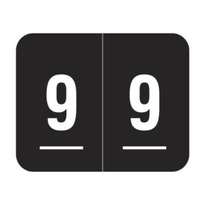 Smead DCCRN Compatible Numeric Labels, Number "9", Black, Laminated Stock, 1-1/4" x 1" Individual Numbers - Roll of 500