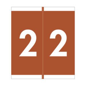Barkley NSFM Compatible Numeric Labels, Number "2", Brown, Laminated Stock, 1-11/16" x 1-1/2"Individual Numbers - Roll of 500