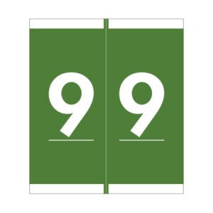 Barkley NSFM Compatible Numeric Labels, Number "9", Green, Laminated Stock, 1-11/16" x 1-1/2"Individual Numbers - Roll of 500