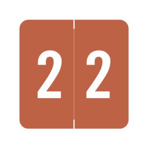 Sav-Tyme 1700 Compatible Numeric Labels, Number "2", Brown, Laminated Stock, 1-1/2" X 1-1/2" Individual Numbers - Roll of 500