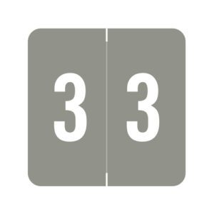 Sav-Tyme 1700 Compatible Numeric Labels, Number "3", Gray, Laminated Stock, 1-1/2" X 1-1/2" Individual Numbers - Roll of 500 - Image 1