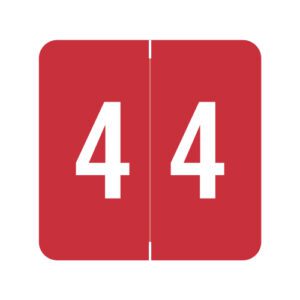 Sav-Tyme 1700 Compatible Numeric Labels, Number "4", Red, Laminated Stock, 1-1/2" X 1-1/2" Individual Numbers - Roll of 500 - Image 1