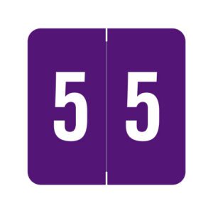 Sav-Tyme 1700 Compatible Numeric Labels, Number "5", Purple, Laminated Stock, 1-1/2" X 1-1/2" Individual Numbers - Roll of 500 - Image 1