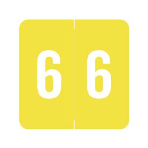 Sav-Tyme 1700 Compatible Numeric Labels, Number "6", Yellow, Laminated Stock, 1-1/2" X 1-1/2" Individual Numbers - Roll of 500 - Image 1