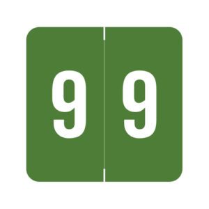Sav-Tyme 1700 Compatible Numeric Labels, Number "9", Green, Laminated Stock, 1-1/2" X 1-1/2" Individual Numbers - Roll of 500 - Image 1