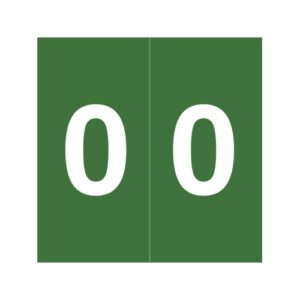 Data Visible Acme  Compatible Numeric Labels, Number "0", Green, Laminated Stock, 1-1/2" X 1-1/2", Individual Number - Roll of 500