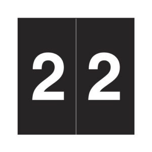 Data Visible Acme  Compatible Numeric Labels, Number "2", Black, Laminated Stock, 1-1/2" X 1-1/2", Individual Number - Roll of 500