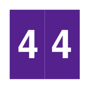 Data Visible Acme  Compatible Numeric Labels, Number "4", Purple, Laminated Stock, 1-1/2" X 1-1/2", Individual Number - Roll of 500