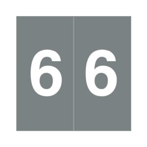 Data Visible Acme  Compatible Numeric Labels, Number "6", Gray, Laminated Stock, 1-1/2" X 1-1/2", Individual Number - Roll of 500