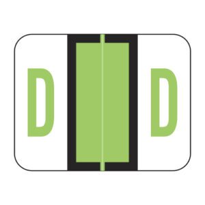 TPAV Compatible Alpha Labels, Letter "D", Fluorescent Green, Vinyl Stock,  1" X 1-1/4" Individual Letters - Roll of 500 - Image 1