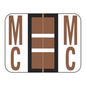 Tab / Smead BCCR Compatible Alpha Labels, Letter "Mc", Brown, Laminated Stock, 1" X 1-1/4" Individual Letters - Roll of 500