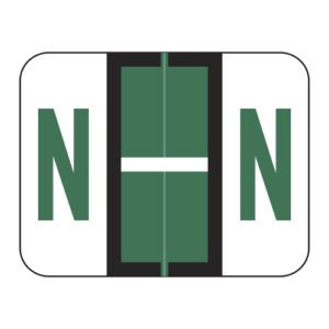 Tab / Smead BCCR Compatible Alpha Labels, Letter "N", Green, Laminated Stock, 1" X 1.25" Individual Letters - Roll of 500