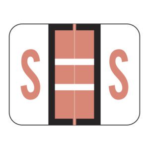 Tab / Smead BCCR Compatible Alpha Labels, Letter "S", Pink, Laminated Stock, 1" X 1-1/4" Individual Letters - Roll of 500