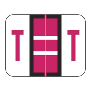 Tab / Smead BCCR Compatible Alpha Labels, Letter "T", Red, Laminated Stock, 1" X 1.25" Individual Letters - Roll of 500