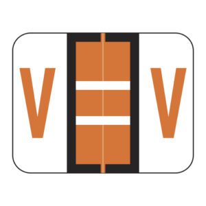 Tab / Smead BCCR Compatible Alpha Labels, Letter "V", Dark Orange, Laminated Stock, 1" X 1-1/4" Individual Letters - Roll of 500