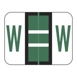 Tab / Smead BCCR Compatible Alpha Labels, Letter "W", Dark Green, Laminated Stock, 1" X 1-1/4" Individual Letters - Roll of 500