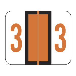 Smead BCCRN Compatible Numeric Labels, Number "3" Orange, Laminated Stock, 1" X 1-1/4" Individual Numbers - Roll of 500