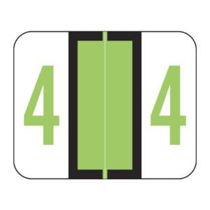 Smead BCCRN Compatible Numeric Labels, Number "4", Fluorescent Green, Laminated Stock, 1" X 1-1/4" Individual Numbers - Roll of 500