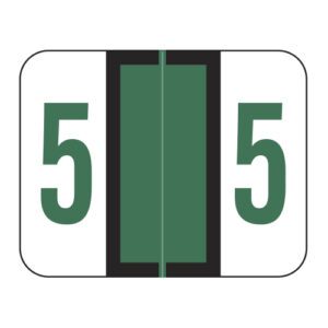 Smead BCCRN Compatible Numeric Labels, Number "5", Green,  Laminated Stock, 1" X 1-1/4" Individual Numbers - Roll of 500