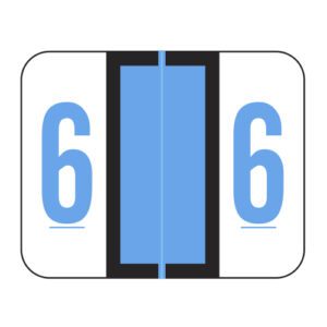 Smead BCCRN Compatible Numeric Labels, Number "6", Blue, Laminated Stock, 1" X 1-1/4" Individual Numbers - Roll of 500
