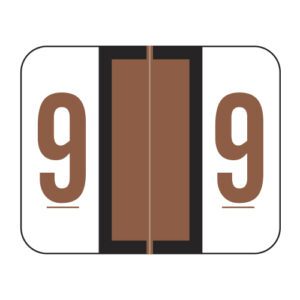 Smead BCCRN Compatible Numeric Labels, Number "9", Brown, Laminated Stock, 1" X 1-1/4" Individual Numbers - Roll of 500