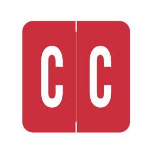GBS Compatible Alpha Labels, Letter "C", Red, Laminated Stock, 1-5/16" X 1-1/4" Individual Numbers - Roll of 250
