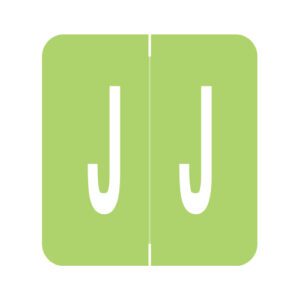 GBS Compatible Alpha Labels, Letter "J", Green, Laminated Stock, 1-5/16" X 1-1/4" Individual Numbers - Roll of 250 - Image 1