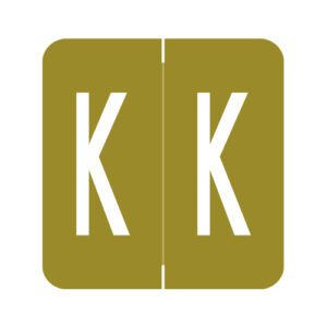 GBS Compatible Alpha Labels, Letter "K", Gold, Laminated Stock, 1-5/16" X 1-1/4" Individual Numbers - Roll of 250