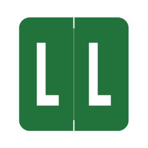GBS Compatible Alpha Labels, Letter "L", Dark Green, Laminated Stock, 1-5/16" X 1-1/4" Individual Numbers - Roll of 250
