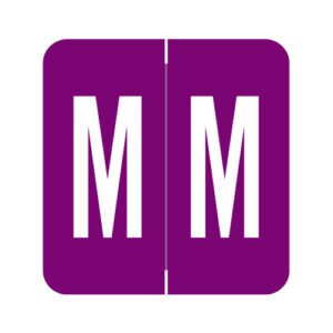 GBS Compatible Alpha Labels, Letter "M", Purple, Laminated Stock, 1-5/16" X 1-1/4" Individual Numbers - Roll of 250