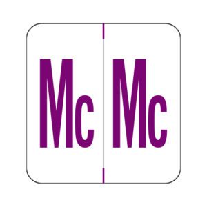 GBS Compatible Alpha Labels, Letter "Mc", Purple/White, Laminated Stock, 1-5/16" X 1-1/4" Individual Numbers - Roll of 250