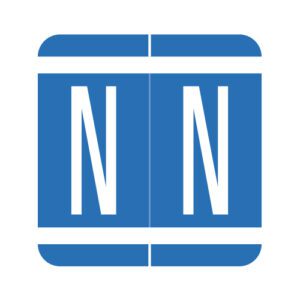 GBS Compatible Alpha Labels, Letter "N", Blue, Laminated Stock, 1-5/16" X 1-1/4" Individual Numbers - Roll of 250