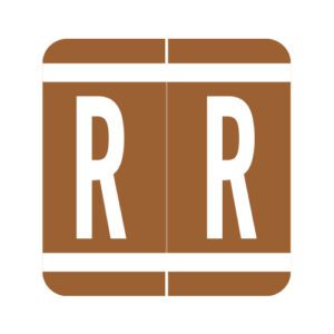 GBS Compatible Alpha Labels, Letter "R", Brown, Laminated Stock, 1-5/16" X 1-1/4" Individual Numbers - Roll of 250