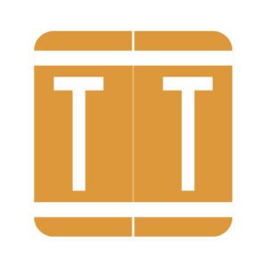 GBS Compatible Alpha Labels, Letter "T", Orange, Laminated Stock, 1-5/16" X 1-1/4" Individual Numbers - Roll of 250