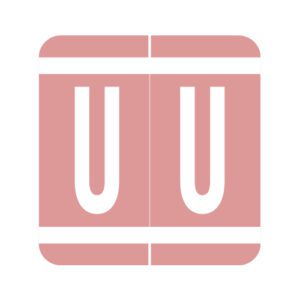 GBS Compatible Alpha Labels, Letter "U", Pink, Laminated Stock, 1-5/16" X 1-1/4" Individual Numbers - Roll of 250