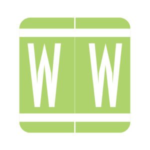 GBS Compatible Alpha Labels, Letter "W", Green, Laminated Stock, 1-5/16" X 1-1/4" Individual Numbers - Roll of 250