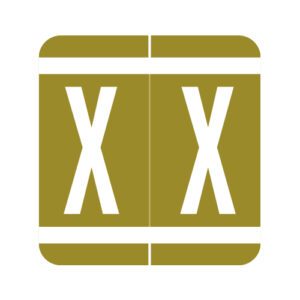 GBS Compatible Alpha Labels, Letter "X", Gold, Laminated Stock, 1-5/16" X 1-1/4" Individual Numbers - Roll of 250 - Image 1