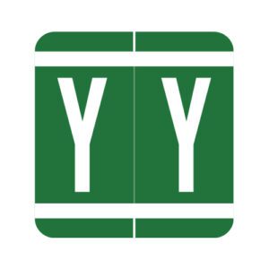 GBS Compatible Alpha Labels, Letter "Y", Dark Green, Laminated Stock, 1-5/16" X 1-1/4" Individual Numbers - Roll of 250