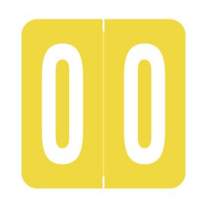 GBS Compatible Numeric Labels, Number "0", Yellow, Laminated Stock, 1-5/16" X 1-1/4" Individual Numbers - Roll of 500 - Image 1
