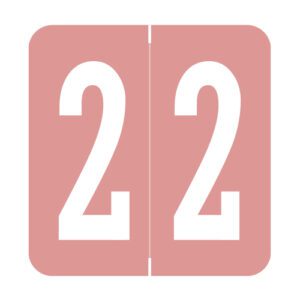 GBS Compatible Numeric Labels, Number "2", Pink, Laminated Stock, 1-5/16" X 1-1/4" Individual Numbers - Roll of 500 - Image 1