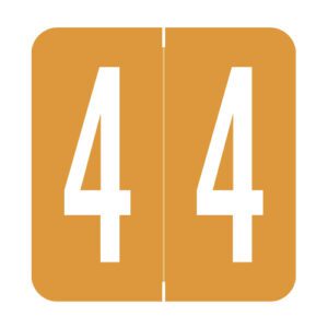 GBS Compatible Numeric Labels, Number "4", Orange, Laminated Stock, 1-5/16" X 1-1/4" Individual Numbers - Roll of 500 - Image 1