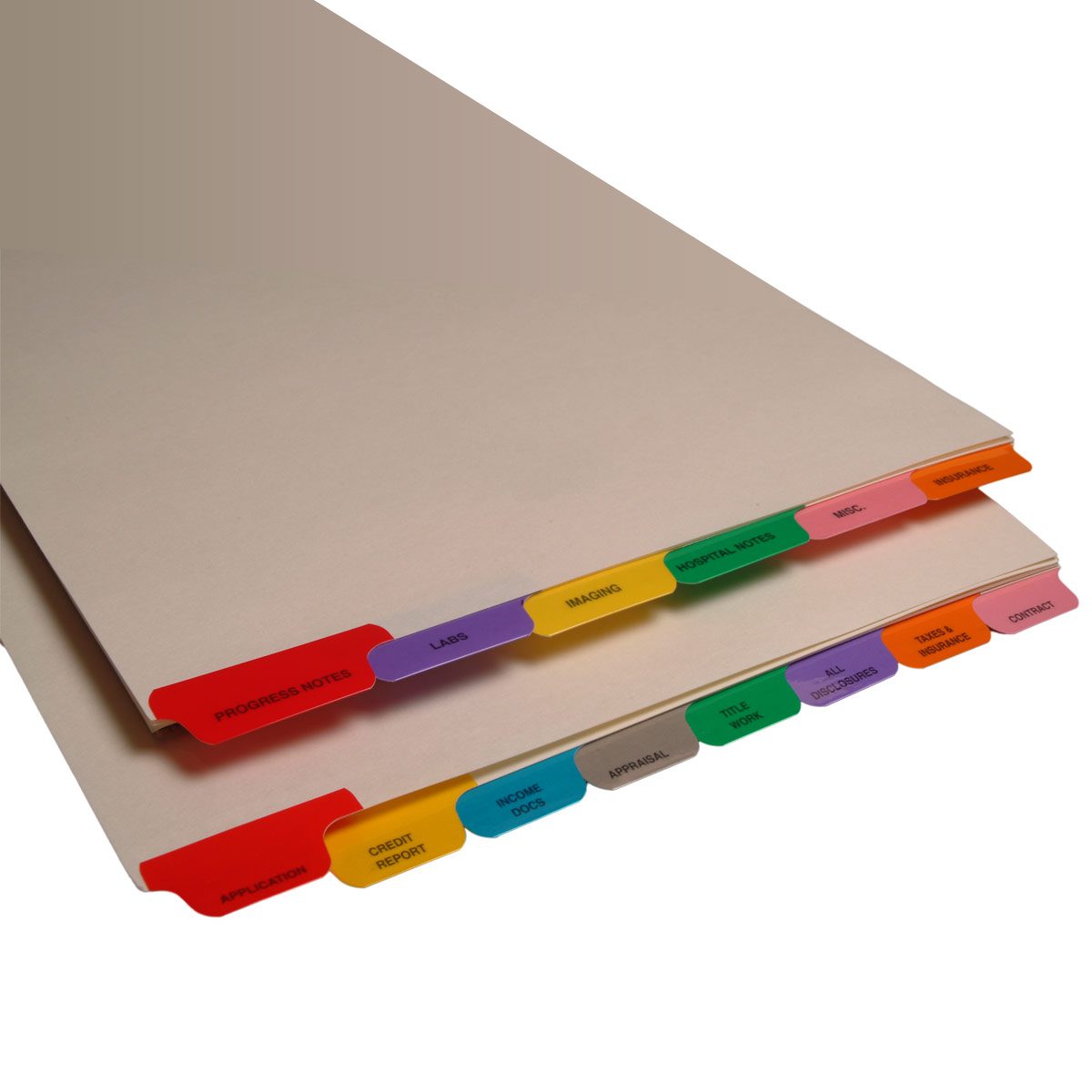 Custom Index Fileback Dividers, 110 Manila, 11 Tabs per Set Folders Medical File