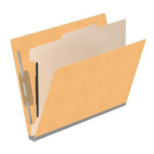 Heavy Duty End Tab Color Folders, 18 pt Letter Size, 2″ expansion, 1 Divider, Gold (Box of 10) - Image 2